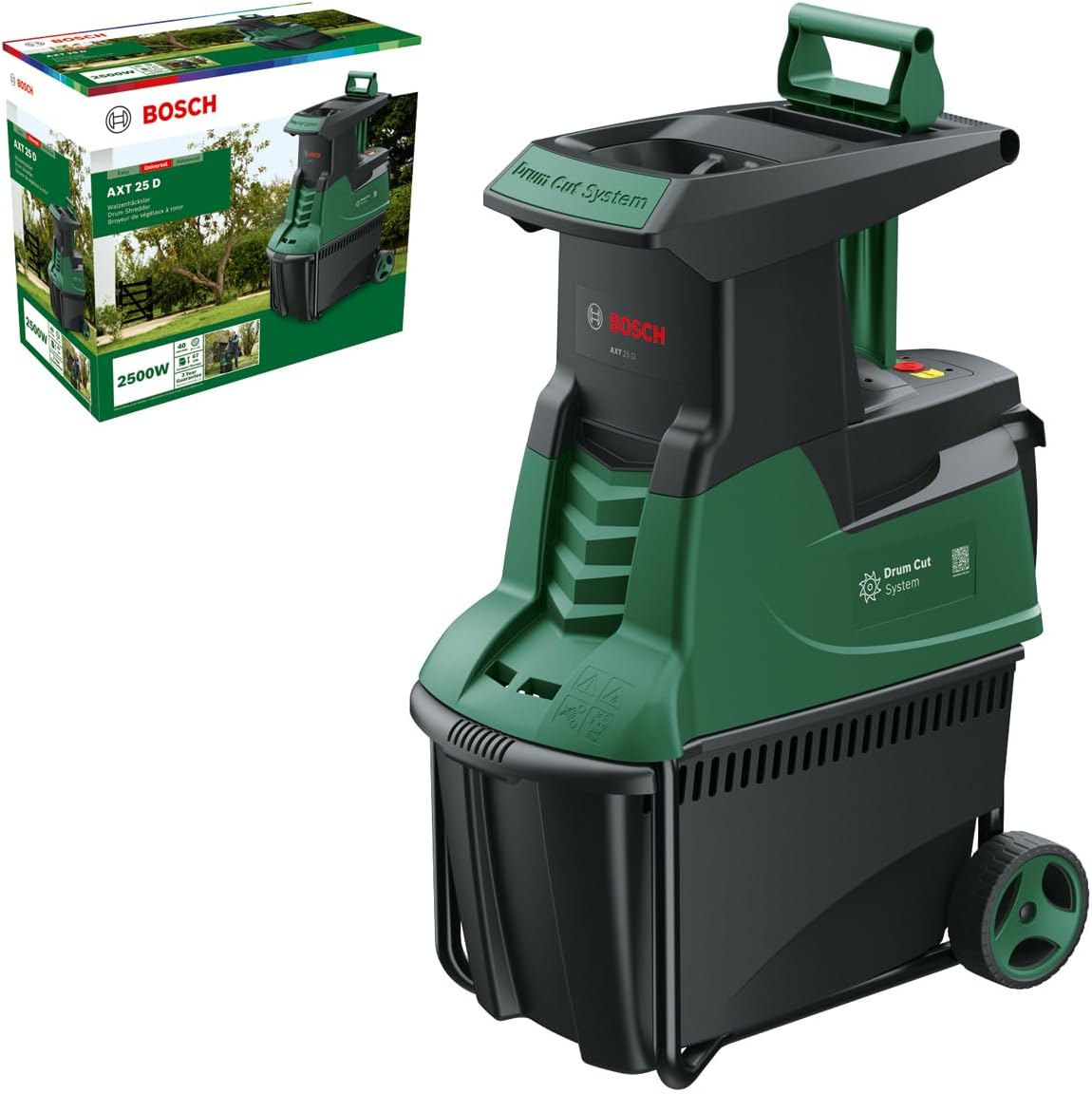 Bosch Leisehäcksler AXT 25 D, 40 mm, 2.500 W, 89 dB, 53 l, 38 mm, 45 mm