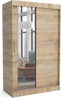 Brent - Kleiderschrank, Schiebetüren-Kleiderschrank, Optisch, 16 mm, ALUMINIUM