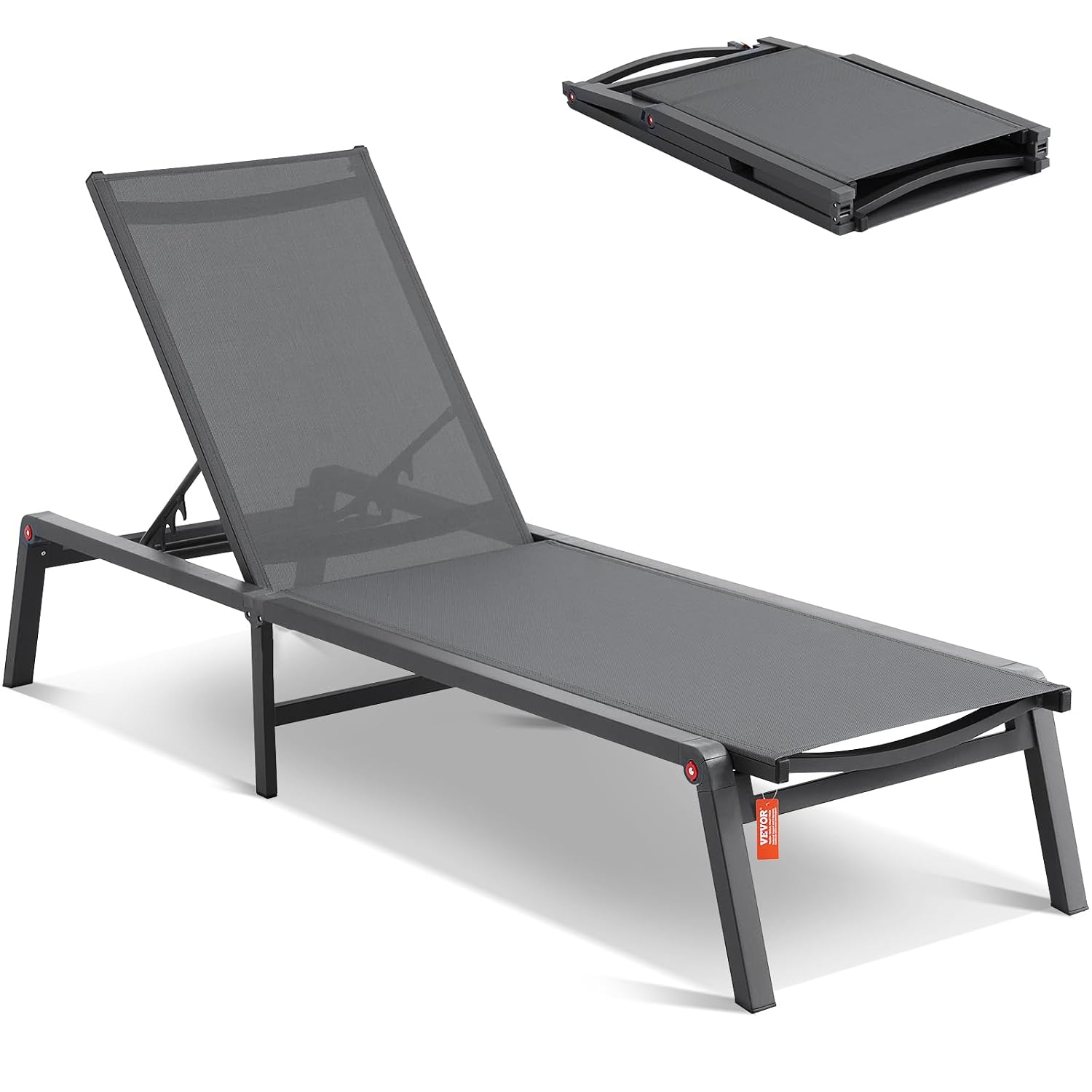 VEVOR Sonnenliege klappbar, Chaiselongue-Sessel, Praktisch, Terrasse, 181,44 kg, 3 Minuten, Aluminium