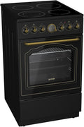Gorenje EC 52 CLB Classico Stand Herd Matt-Schwarz Nostalgie Backofen Kochfeld, Glaskeramik-Kochfeld, Automatisch, 50 cm