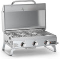 Onlyfire 3 Brenner Tragbarer Gasgrill, Tischgasgrill, Campinggrill, 34 cm, Edelstahl
