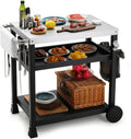 LIFERUN Edelstahl Grillwagen 3 Etagen, Grilltisch, Beistelltisch, Outdoor, 50 cm, 40 kg, 20 kg, 15 cm, 58 cm, Schwarz