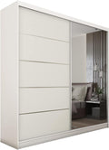 MEBLINI Kleiderschrank mit Spiegel, Schwebetürenschrank, Schlafzimmerschrank, 200 cm, 61 cm, 216 cm, 25-42 kg