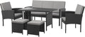 SVITA Denver Polyrattan Gartenmöbel Set Essgruppe Lounge Esstisch Schwarz, Einzelsessel, Gartenesstisch, 65 cm, 79 cm