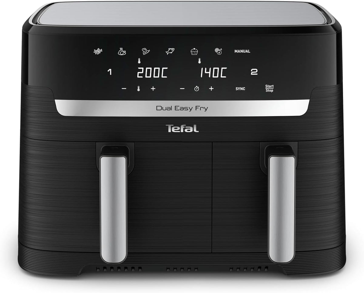 Tefal Dual Easy Fry Heißluftfritteuse 8,3 l, Doppelkammer-Heißluftfritteuse