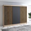 A&J MöbelLand Schwebetürenschrank, Kleiderschrank, Schlafzimmer, 16 mm, 200 cm, 215 cm, 59,5 cm